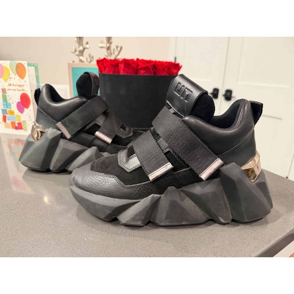 United Nude Space Kick Black Jet Platform Sneakers EUC Designer Rave Goth Luxury - Picture 3 of 11